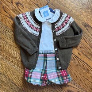 NWT Bella Bliss Double Breasted Button on Buster suit Tartan Plaid 24 months 👑